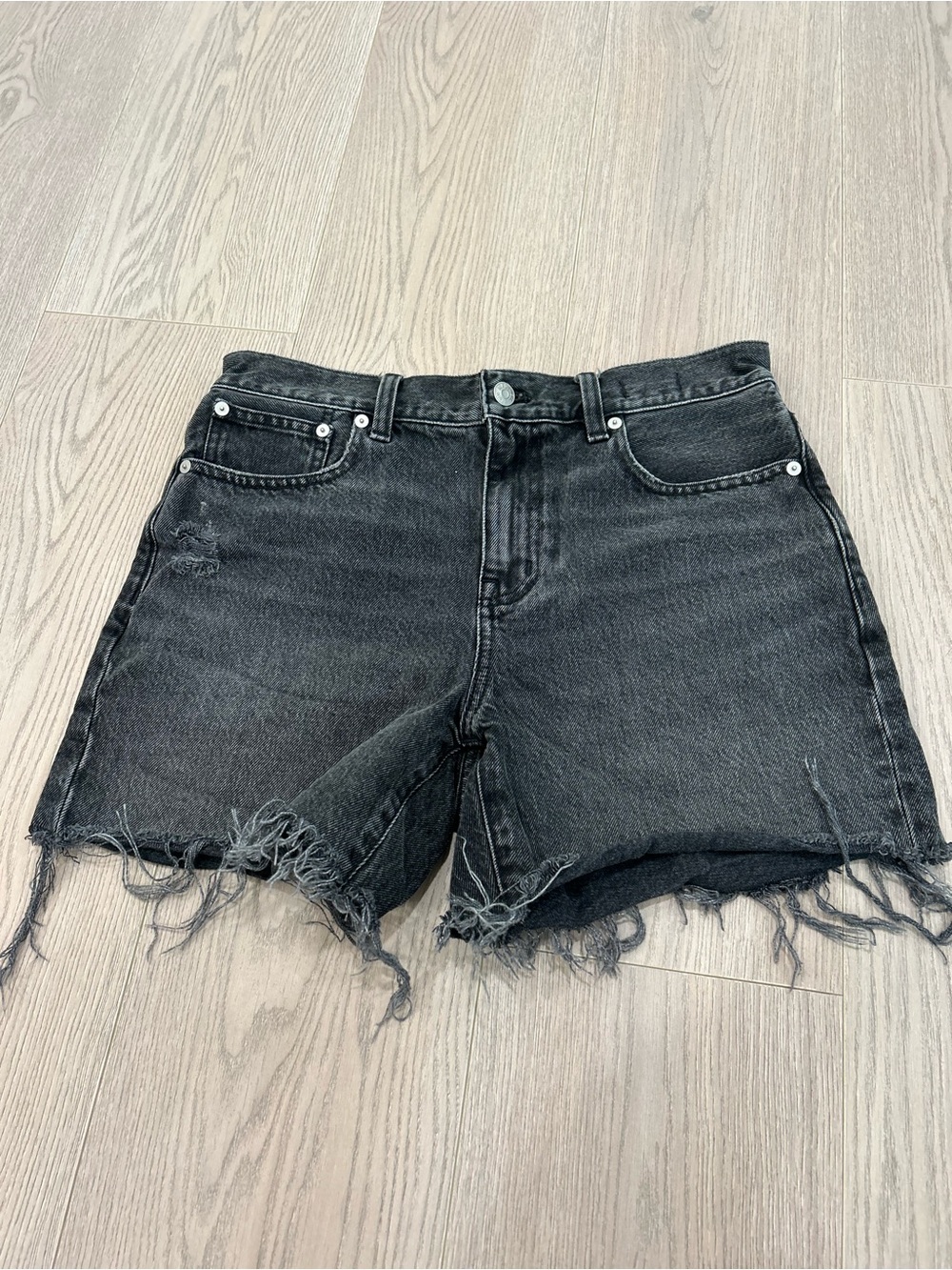 Madewell Black Distressed Cutoff Jean Shorts
